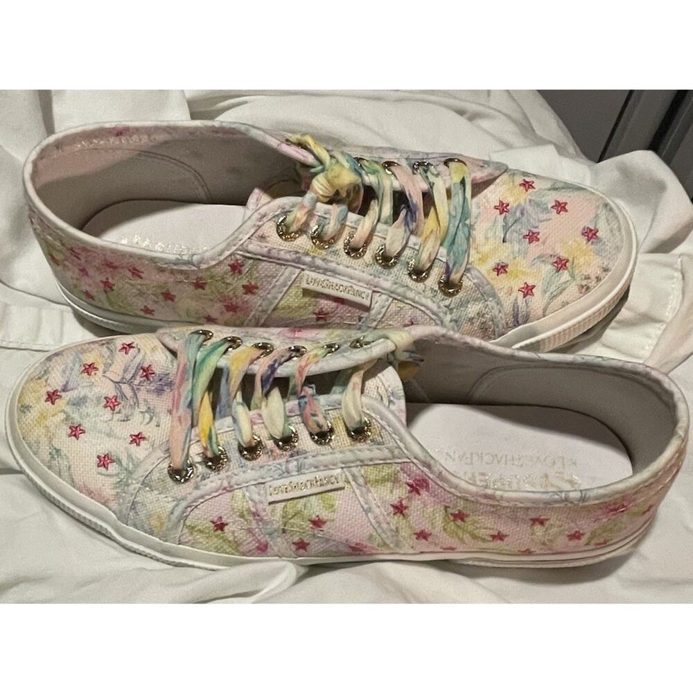 SuperGA x LoveShackFancy Pink Women's Floral Embroidered Sneakers 8.5-9 EU 39.5